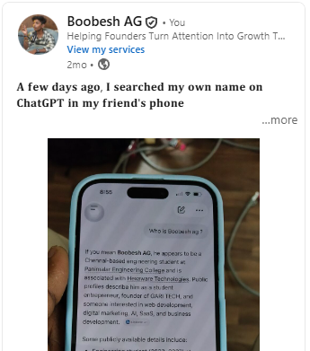one of my LinkedIn posts