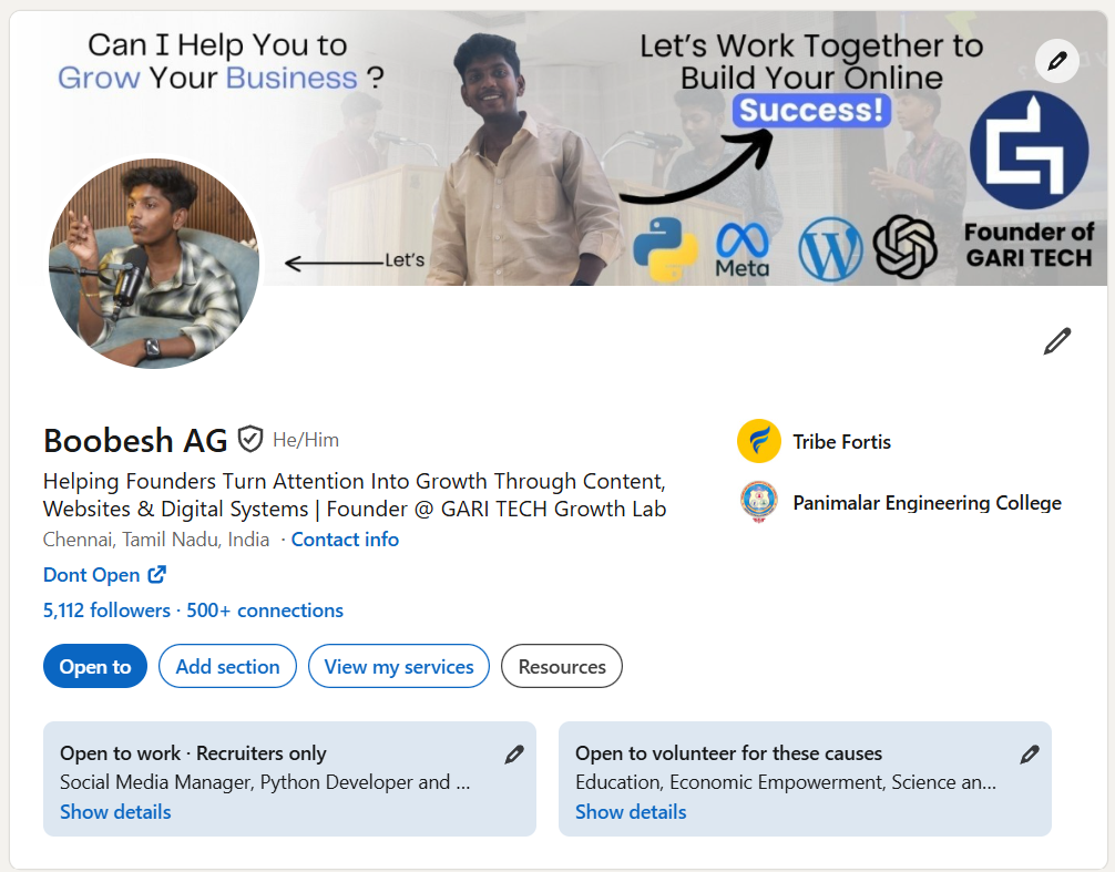 my LinkedIn profile